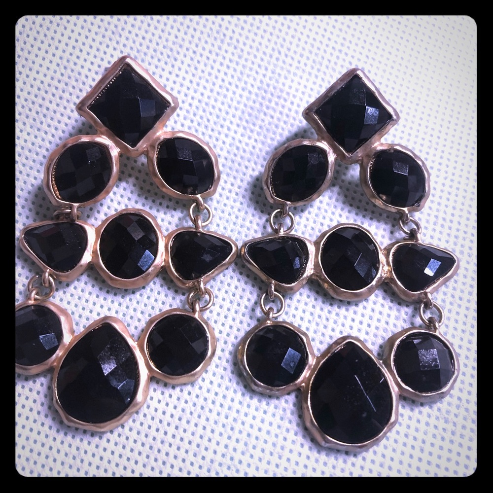 Earrings 2.5” black and gold costume